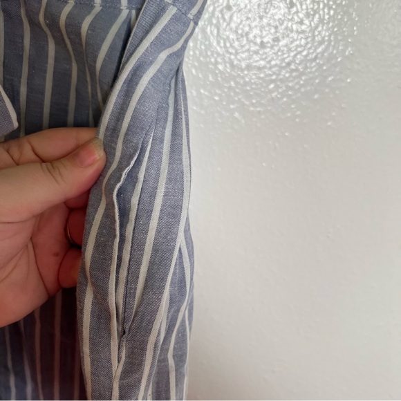 High Paper Bag Waist Shorts Light Blue White Stripes - Picture 5 of 9